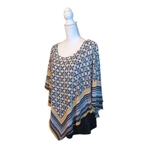 Live & Let Live Sheer Double Layer Lattice Flowy Blouse 2X